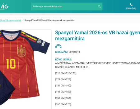 Lamine Yamal spanyol válogatott 2026 VB mezgarnitúra 
